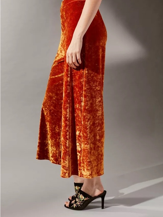 Maeve Dresses & Skirts - Maeve Crushed Velvet Midi Skirt in Rust